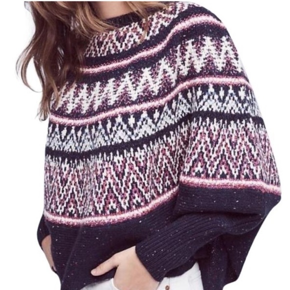 Anthropologie Sweaters - Anthropologie Sleeping on Snow Midland Fair Isle Batwing Poncho Sweater